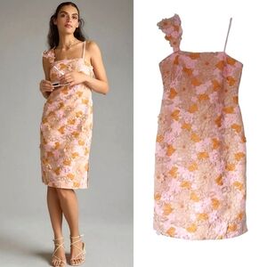 Anthropologie Floral Applique Sheath Dress